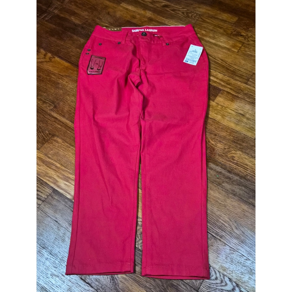 Sabrina Lauren New York Red Cropped Pants Perfect Fit Women Size 10 NWT